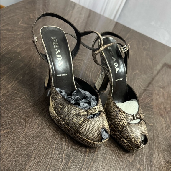 Prada ringtail lizard platform mercy shoes 39 1/2 - Picture 3 of 6